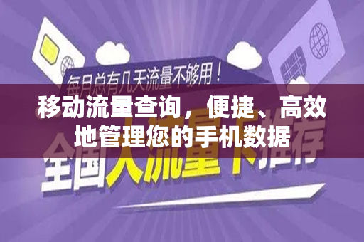 移动流量查询，便捷、高效地管理您的手机数据