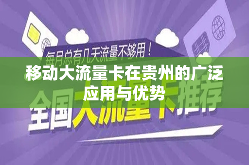 移动大流量卡在贵州的广泛应用与优势