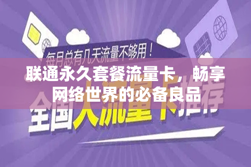 联通永久套餐流量卡，畅享网络世界的必备良品