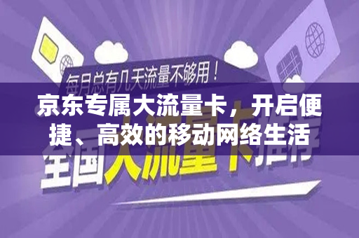 京东专属大流量卡，开启便捷、高效的移动网络生活