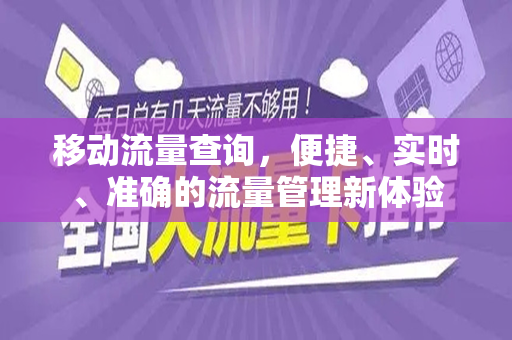 移动流量查询，便捷、实时、准确的流量管理新体验