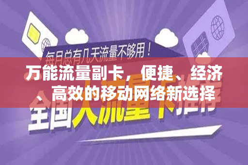 万能流量副卡，便捷、经济、高效的移动网络新选择
