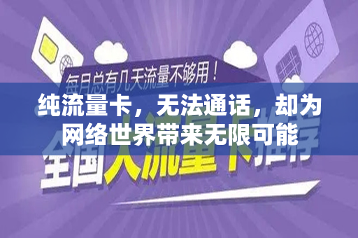 纯流量卡，无法通话，却为网络世界带来无限可能