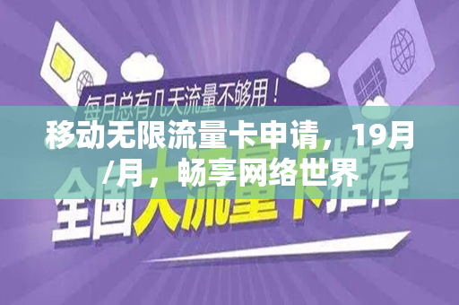 移动无限流量卡申请，19月/月，畅享网络世界