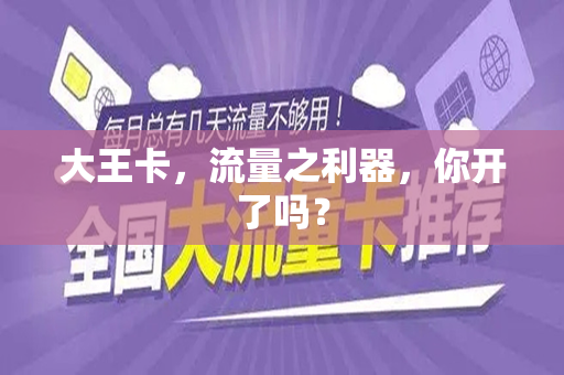 大王卡，流量之利器，你开了吗？