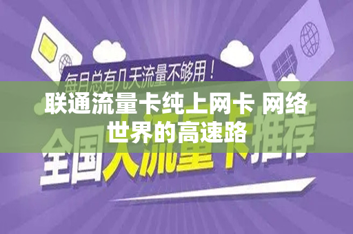 联通流量卡纯上网卡 网络世界的高速路