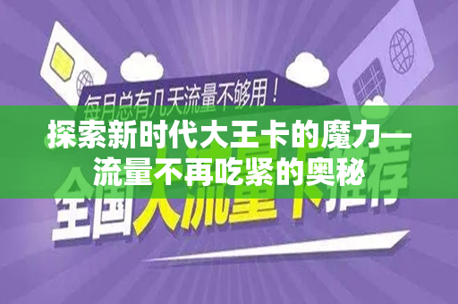 探索新时代大王卡的魔力—流量不再吃紧的奥秘