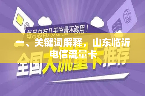 一、关键词解释，山东临沂电信流量卡