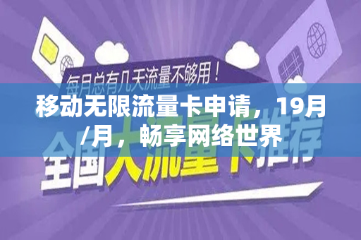 移动无限流量卡申请，19月/月，畅享网络世界