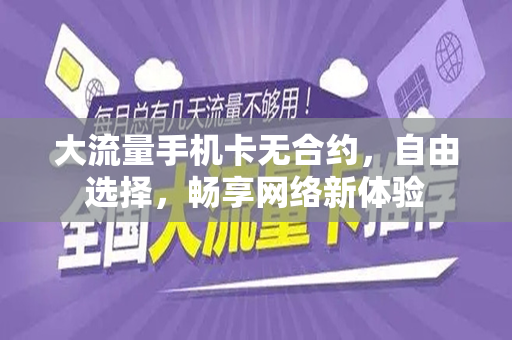 大流量手机卡无合约，自由选择，畅享网络新体验