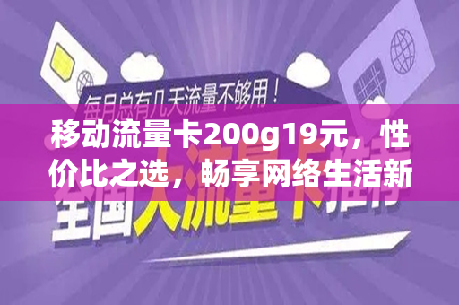 移动流量卡200g19元，性价比之选，畅享网络生活新篇章