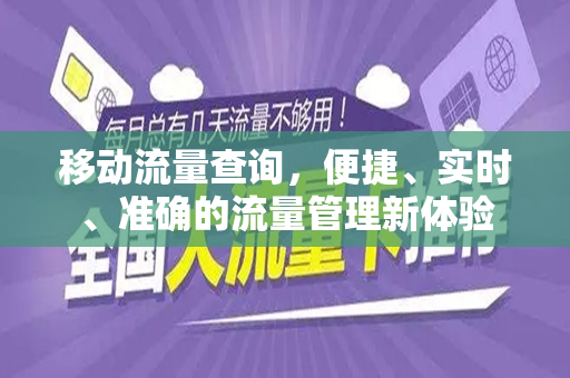 移动流量查询，便捷、实时、准确的流量管理新体验