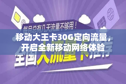 移动大王卡30G定向流量，开启全新移动网络体验