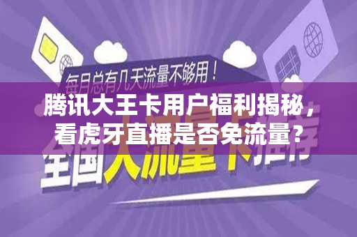 腾讯大王卡用户福利揭秘，看虎牙直播是否免流量？