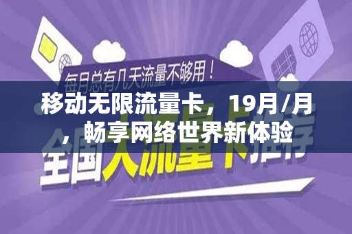 移动无限流量卡，19月/月，畅享网络世界新体验