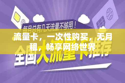 流量卡，一次性购买，无月租，畅享网络世界