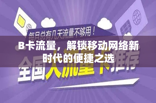 B卡流量，解锁移动网络新时代的便捷之选