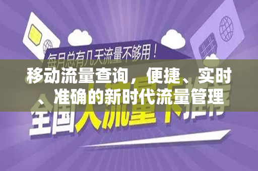移动流量查询，便捷、实时、准确的新时代流量管理