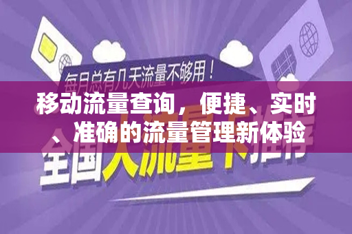 移动流量查询，便捷、实时、准确的流量管理新体验