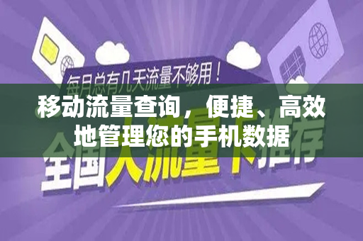 移动流量查询，便捷、高效地管理您的手机数据