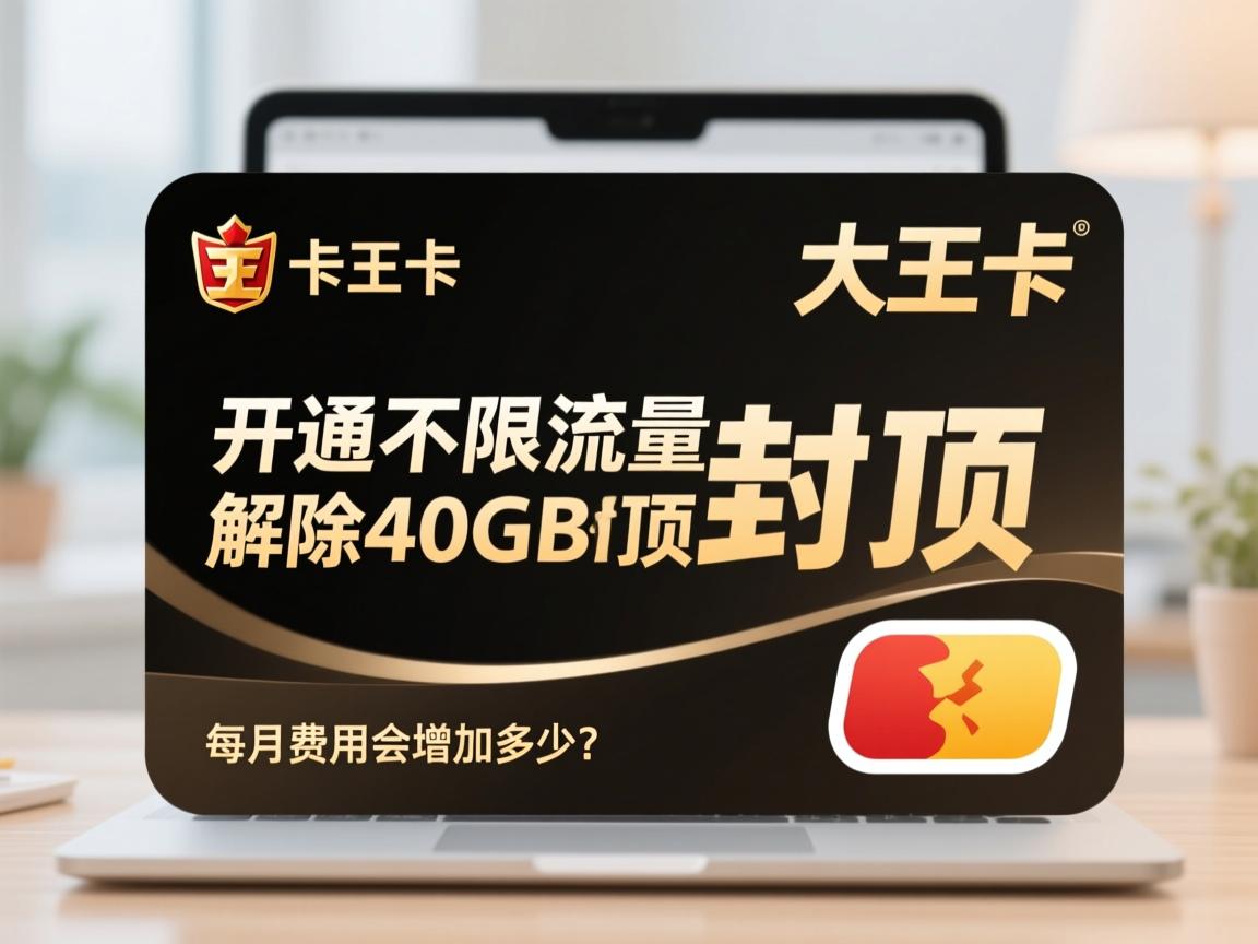 大王卡开通不限流量,解除40GB封顶如何操作,每月费用会增加多少？